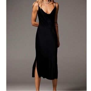 Anthropologie Black Elyse Slip Dress